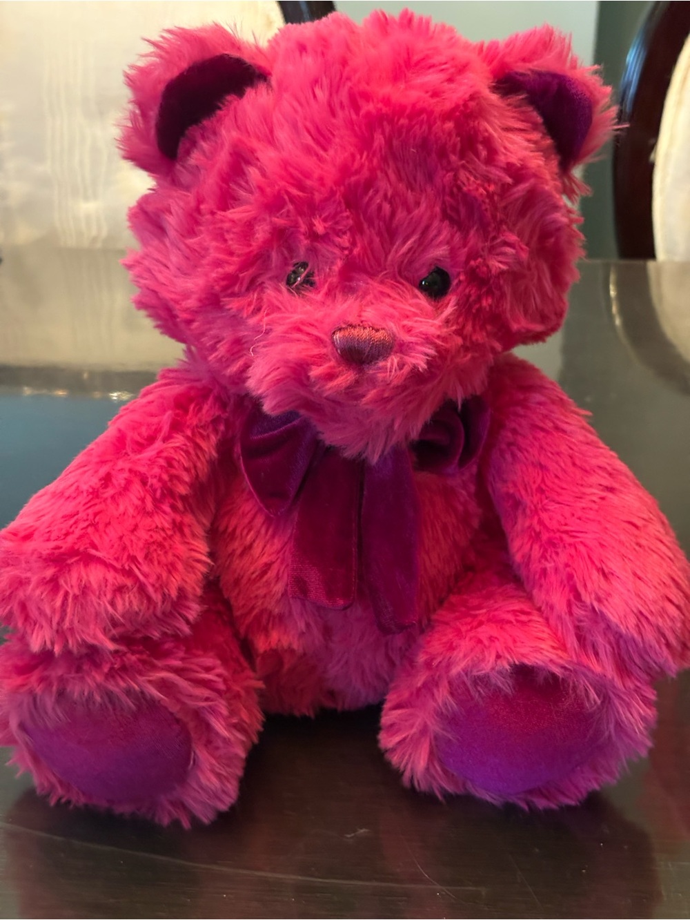 Retired Build a Bear Jewel Pink Teddy Bear with Velvet Bow